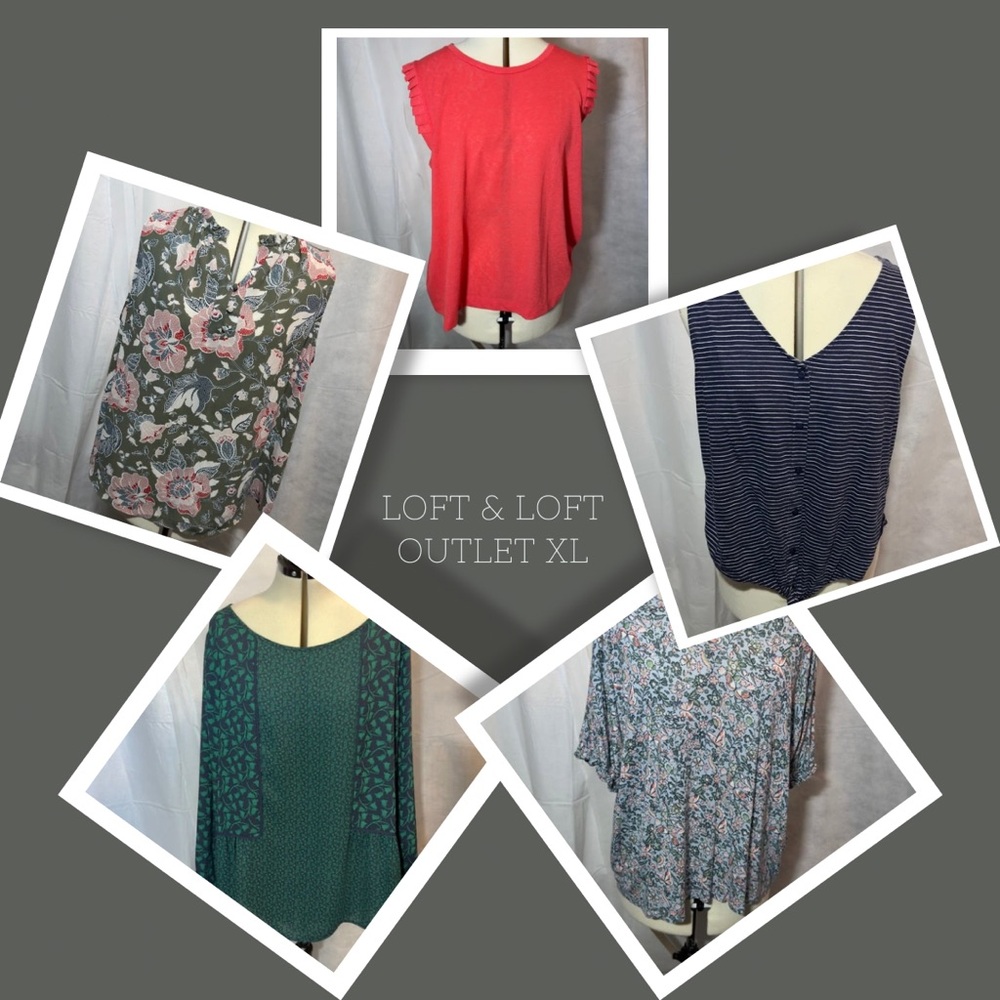 LOFT Women's Floral and Striped Tops Bundle XL